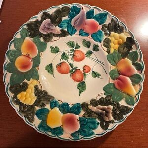 Vintage PD Ware Floral Fruit Design Ceramic Plate Hand Painted Italy Cottagecore